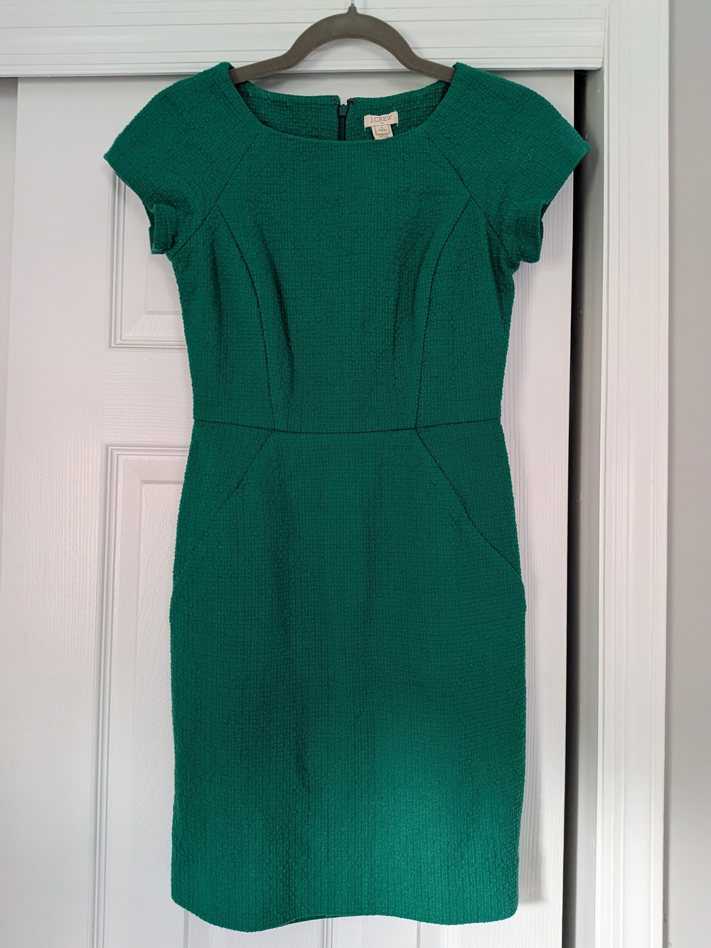 J. Crew Green Cap-Sleeve Sheath Dress